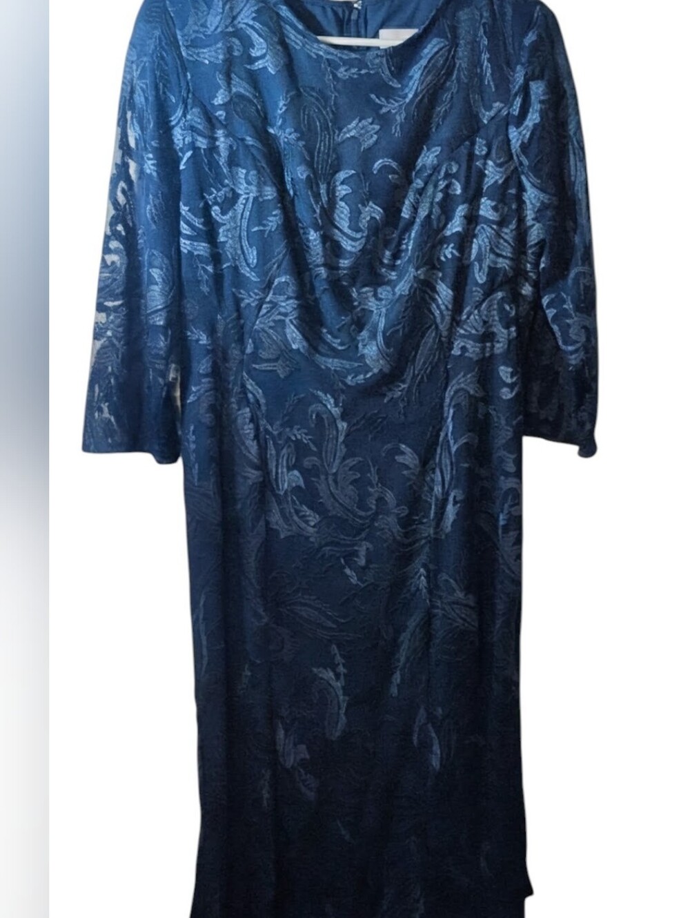 JS Collections Navy Floral Jacquard 3/4 -Sleeve Dress. Size 12